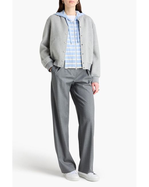 Veronica Beard Blue Striped Wool And Cashmere-Blend Hooded Dickey