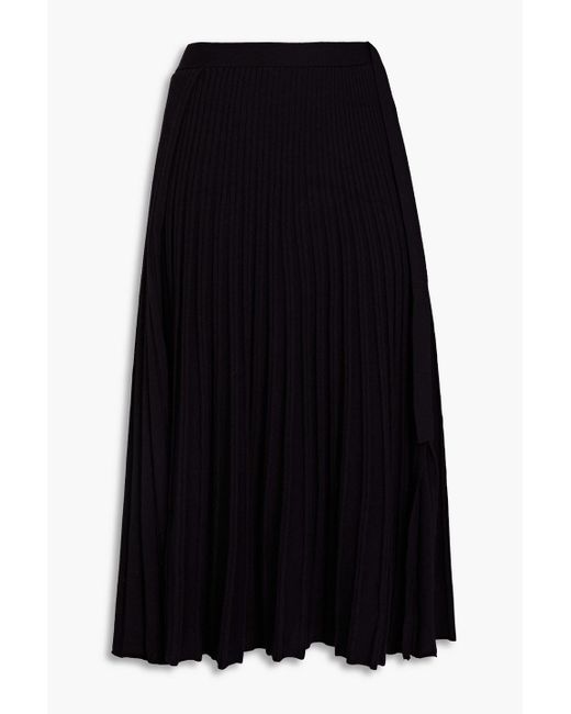 3.1 Phillip Lim Black Wrap-effect Wool-blend Midi Skirt