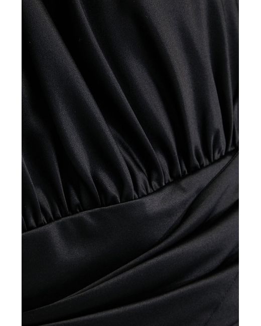 Emporio Armani Black Draped Silk-satin Mini Dress
