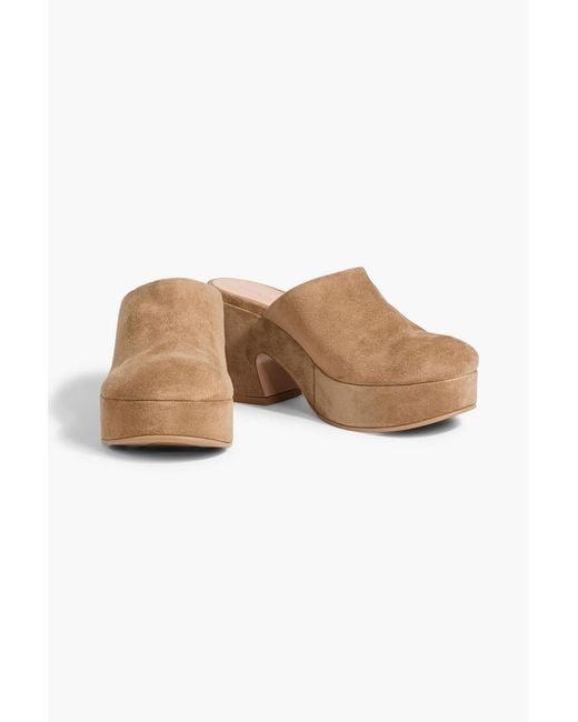 Gianvito Rossi White Lyss Suede Platform Clogs