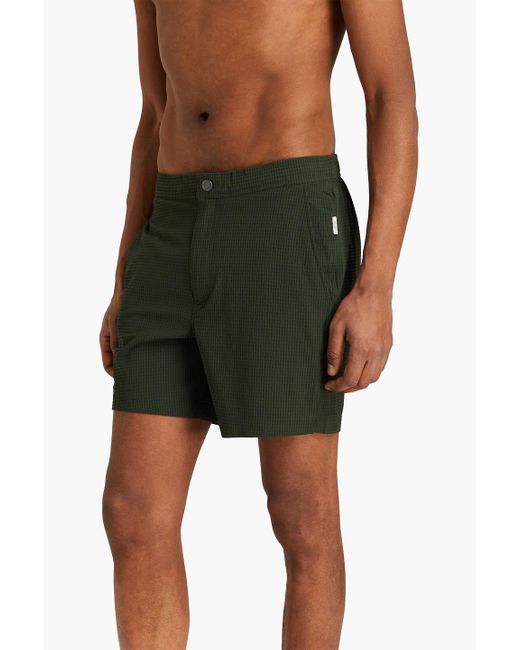Onia Green Calder Mid-length Striped Swim Shorts for men