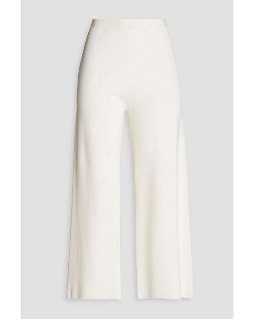 Gentry Portofino White Cropped Silk And Cotton-blend Straight-leg Pants