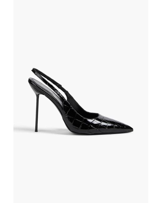 Paris Texas Black Lidia slingback-pumps aus leder mit krokodileffekt