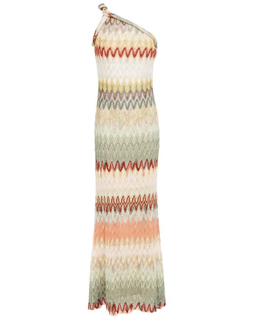 Missoni One-shoulder Twisted Crochet-knit Maxi Dress Pastel Yellow