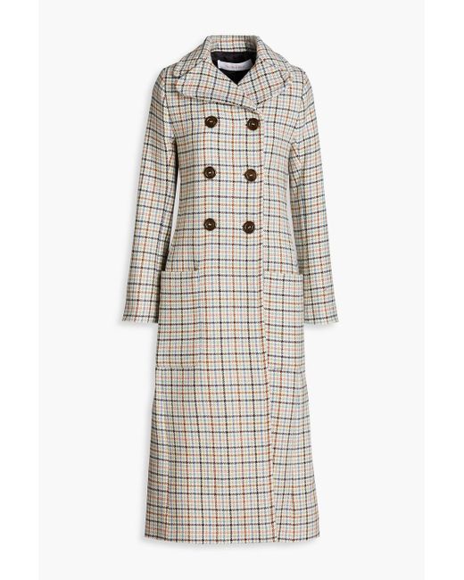 See By Chloé Gray Long Double-breasted Checked Coat