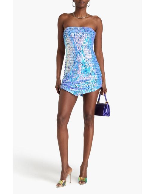 retroféte Blue Valley trägerloses minikleid aus tüll mit pailletten