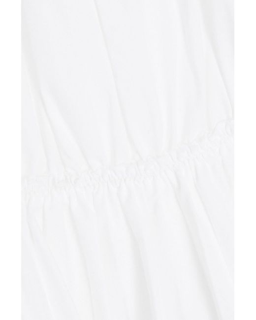 RED Valentino White Cold-shoulder Cotton-blend Poplin Midi Dress