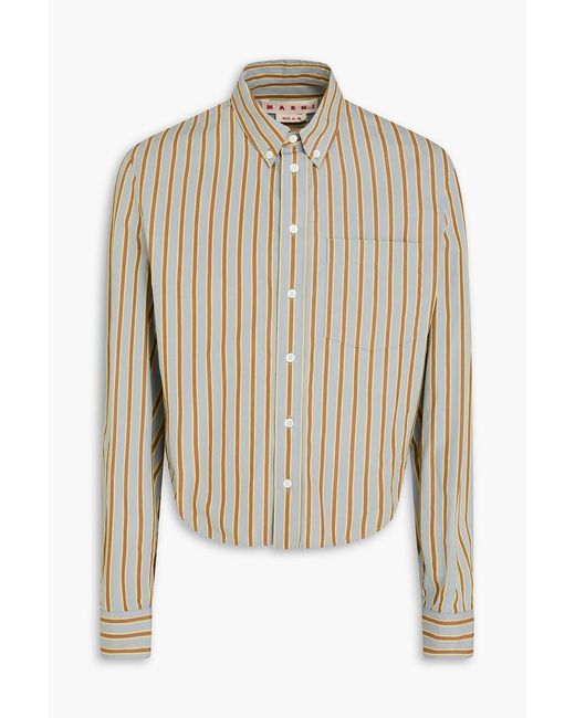 Marni White Striped Cotton-Poplin Shirt for men