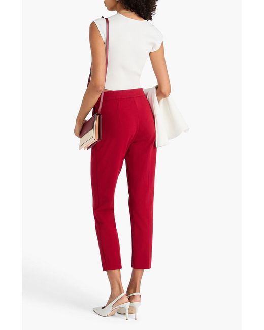 Max Mara Red Cropped Jersey Slim-Leg Pants