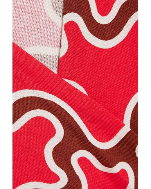Diane von Furstenberg Red Julian Printed Silk-jersey Wrap Dress