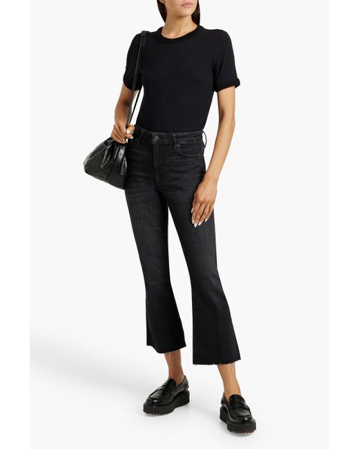 FRAME Black Crochet-Trimmed Modal-Blend Jersey T-Shirt