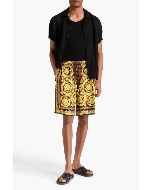 Versace Metallic Printed Silk-Twill Shorts for men