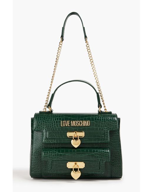 Love Moschino Green Faux Croc-effect Leather Shoulder Bag