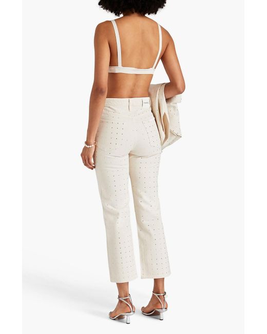 FRAME White Le Jane Mirror-embellished Cropped High-rise Straight-leg Jeans