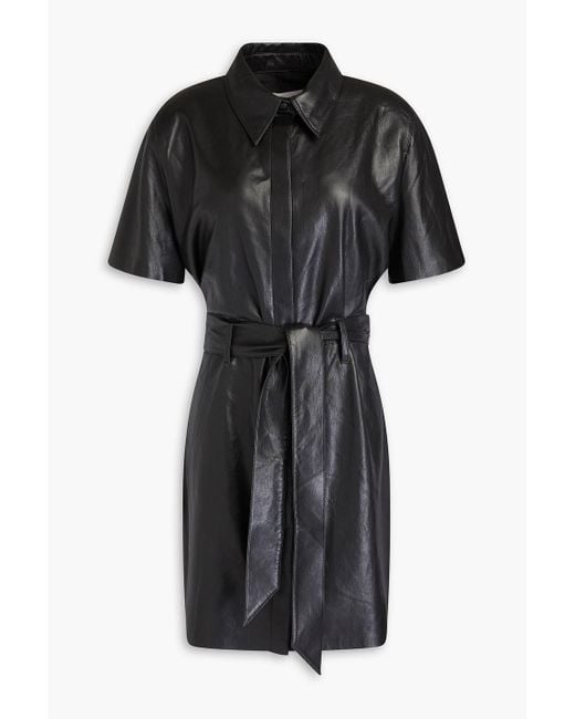 Nanushka Black Belted Mini Shirt Dress