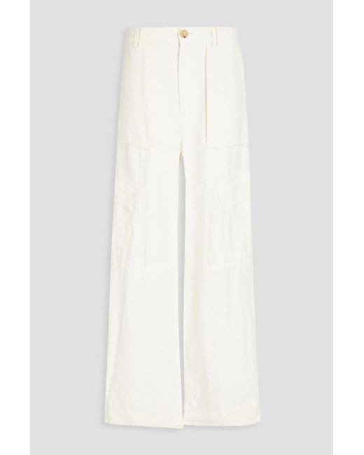 Vince White Linen-blend Cargo Pants