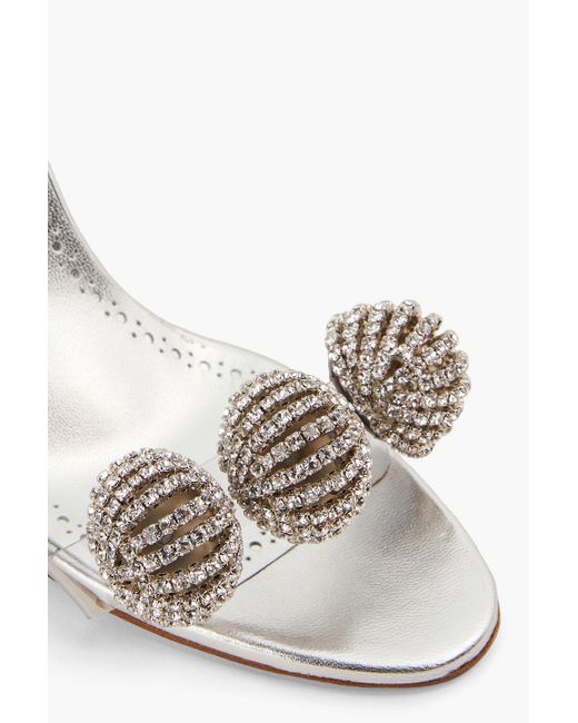 Manolo Blahnik White Crystal-embellished Leather Sandals