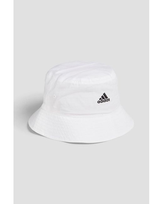 Adidas Originals White Embroidered Ripstop Bucket Hat for men