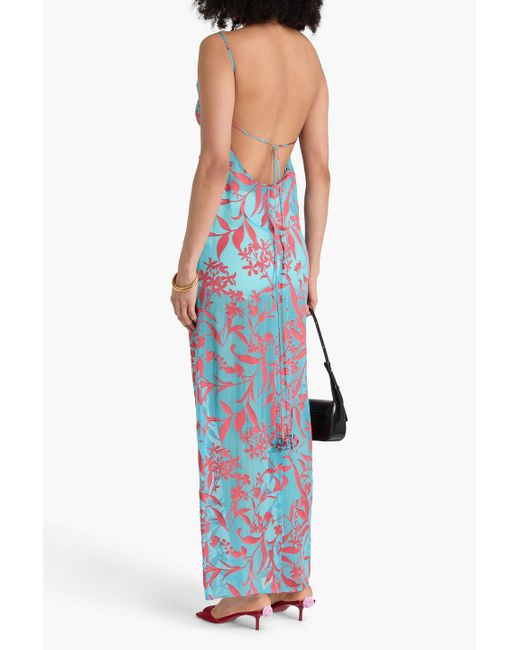 Magda Butrym Blue Draped Devoré-satin Maxi Dress