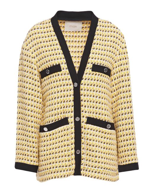 Maje Yellow Visidore Cotton-blend Tweed Jacket