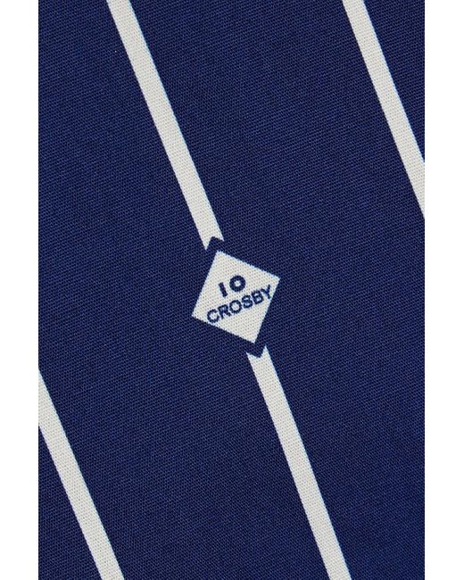10 Crosby Derek Lam Blue Striped Cotton-blend Poplin Midi Shirt Dress