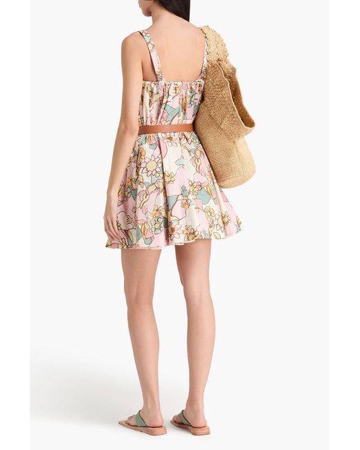 Zimmermann Pink Floral-Print Cotton-Poplin Mini Dress