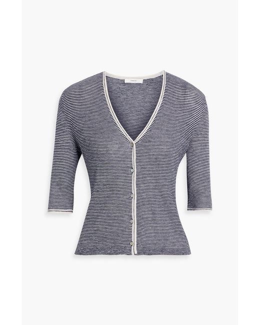 Vince Blue Striped Cashmere And Silk-Blend Cardigan