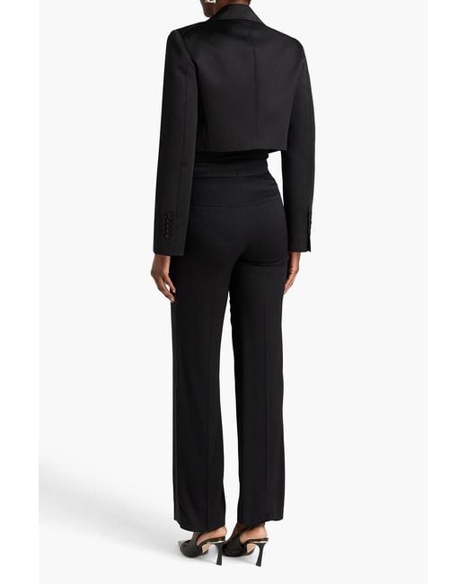 Victoria Beckham Black Cropped Cotton-Blend Satin Jacket
