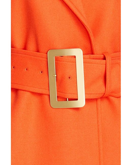 Moschino Orange Belted Wool-blend Twill Coat