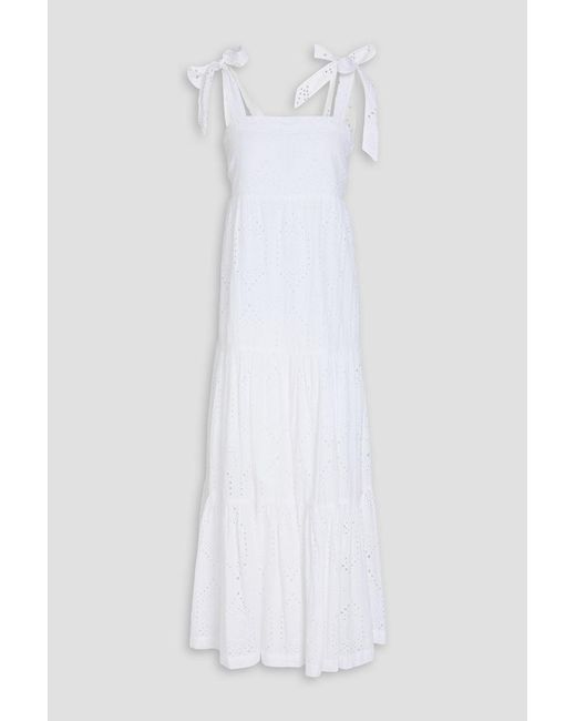Heidi Klein White Tiered Broderie Anglaise Cotton Midi Dress