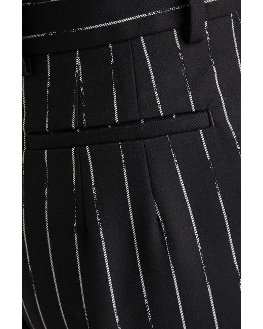 McQueen Black Striped Wool-Twill Straight-Leg Pants