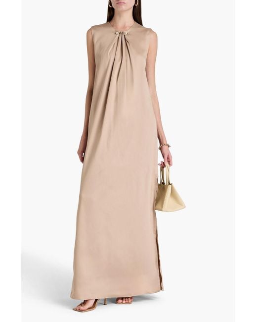 Mother Of Pearl Natural Embellished Tml-blend Satin-twill Maxi Dress