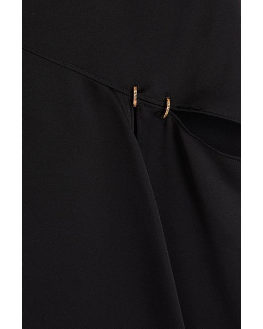Versace Black Cutout Embellished Satin-crepe Skirt