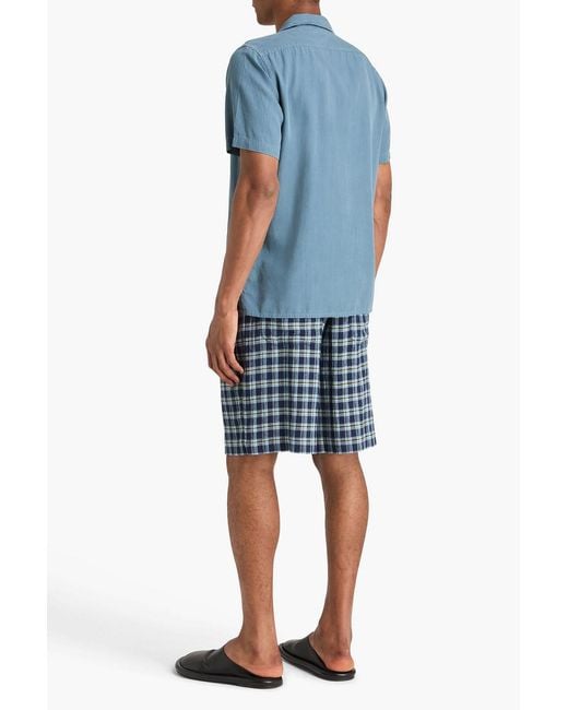 The Elder Statesman Blue Checked Cotton Shorts for men