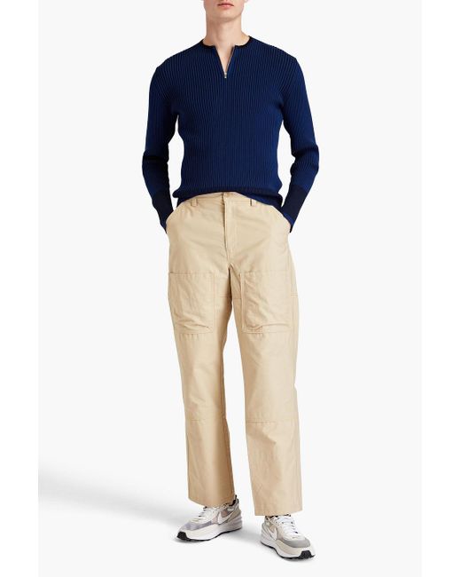 Jacquemus Blue La Maille Ribbed-knit Half-zip Sweater for men