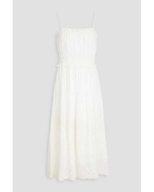 Claudie Pierlot White Broderie Anglaise Cotton And Silk-blend Midi Dress