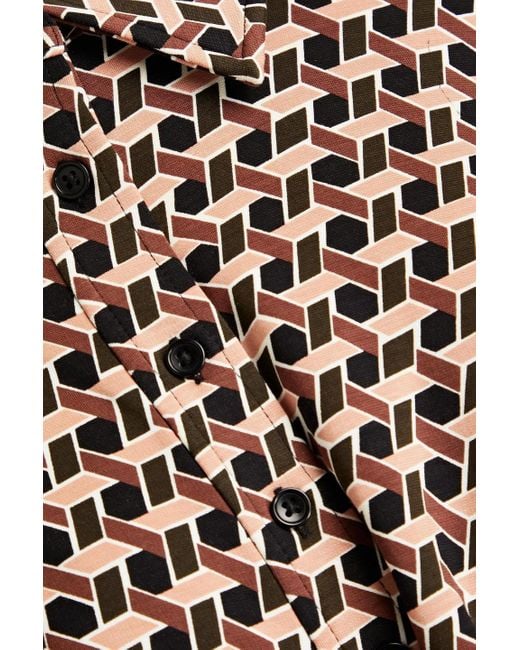 Diane von Furstenberg Brown Michelle Wrap-effect Printed Jersey Jumpsuit