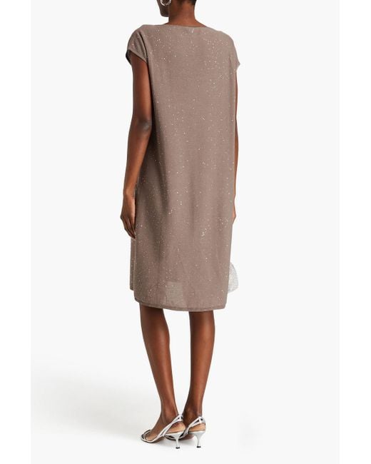 Gentry Portofino Brown Embellished Cotton-blend Midi Dress