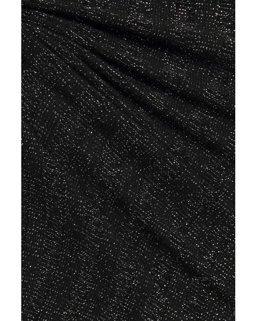 Enza Costa Black Geripptes rollkragenoberteil aus jersey mit metallic-effekt
