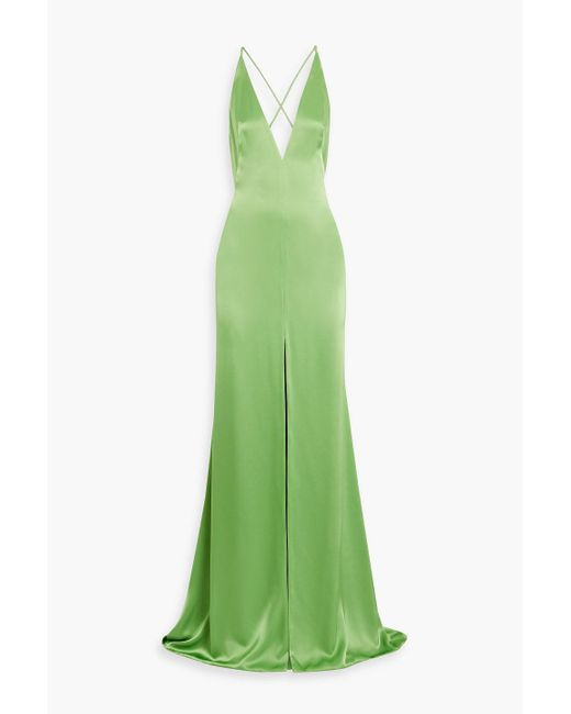 Costarellos Green Satin Gown