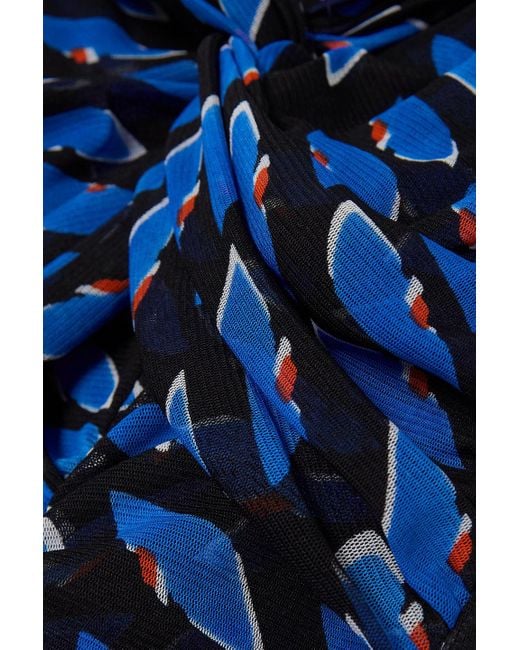 Diane von Furstenberg Blue Ganesa schulterfreies minikleid aus stretch-mesh mit print