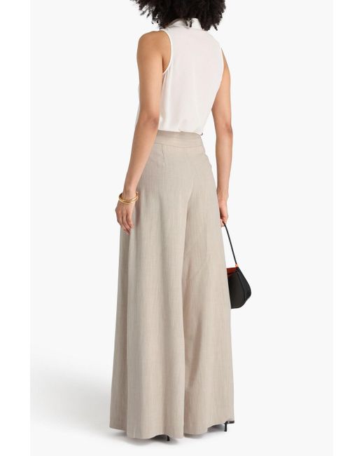 Palmer//Harding Natural Pleated Cotton And Linen-blend Twill Wide-leg Pants