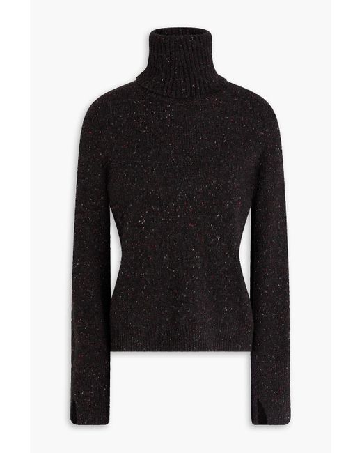Autumn Cashmere Black Rollkragenpullover aus meliertem kaschmir