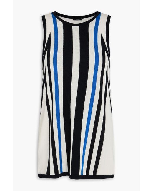 Joseph Blue Striped Jacquard-knit Cotton And Silk-blend Tank