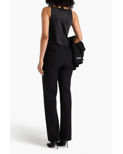 Versace Black Grain De Poudre Wool Straight-Leg Pants