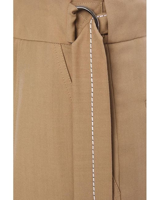 Marni Natural Buckled Wool Wide-Leg Pants