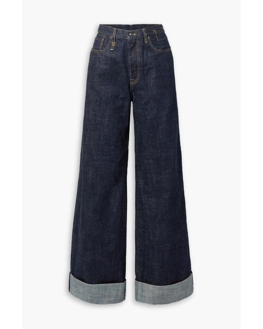 R13 Blue Lisa Mid-rise Wide-leg Jeans
