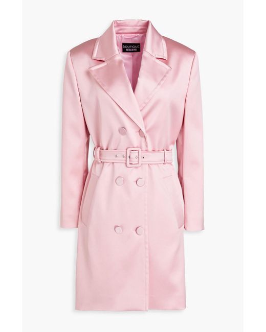 Boutique Moschino Pink Belted Satin Trench Coat