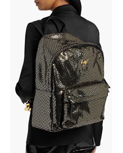 Giuseppe Zanotti Black Sequined Shell Backpack