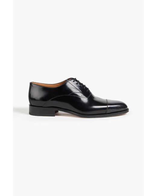 Dior Black Timeless Logo-Print Glossed-Leather Oxford Shoes for men